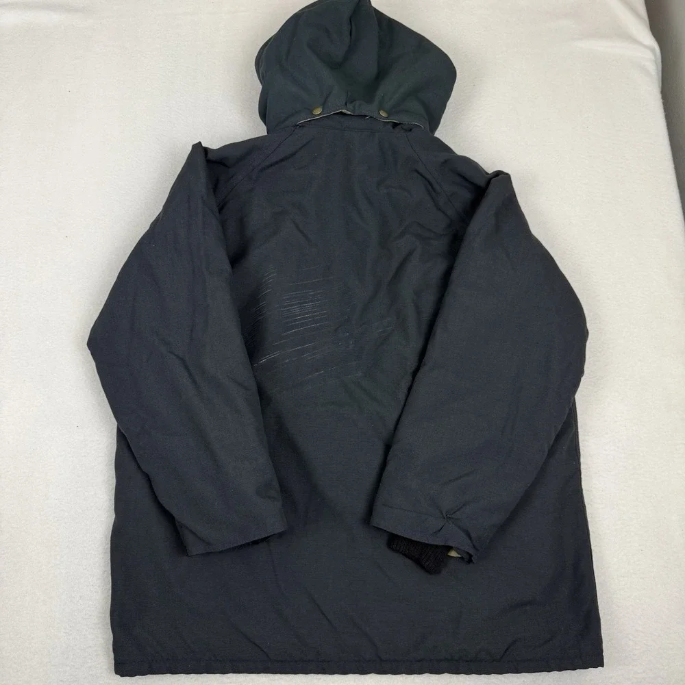 Vintage 90s Walls Mastermade Hooded Canvas Work Jacket Black‎ Large Corduroy USA